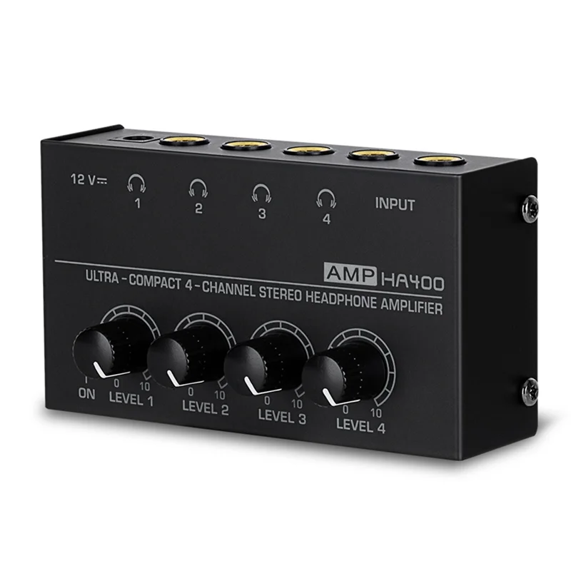 Stabile Leistung – HA400 Mini-Stereo-Kopfhörerverstärker 4 Kanäle, ultradetragbar mit 6,5 mm auf 3,5 mm Konverter, EU-Stecker