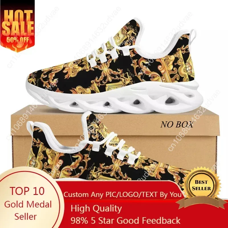 Fashion Women Platform Shoes Glod Luxury Floral Pattern 2022 Hot Sale Lady Couple Travel Mesh Sneaker Flat Dropshipp