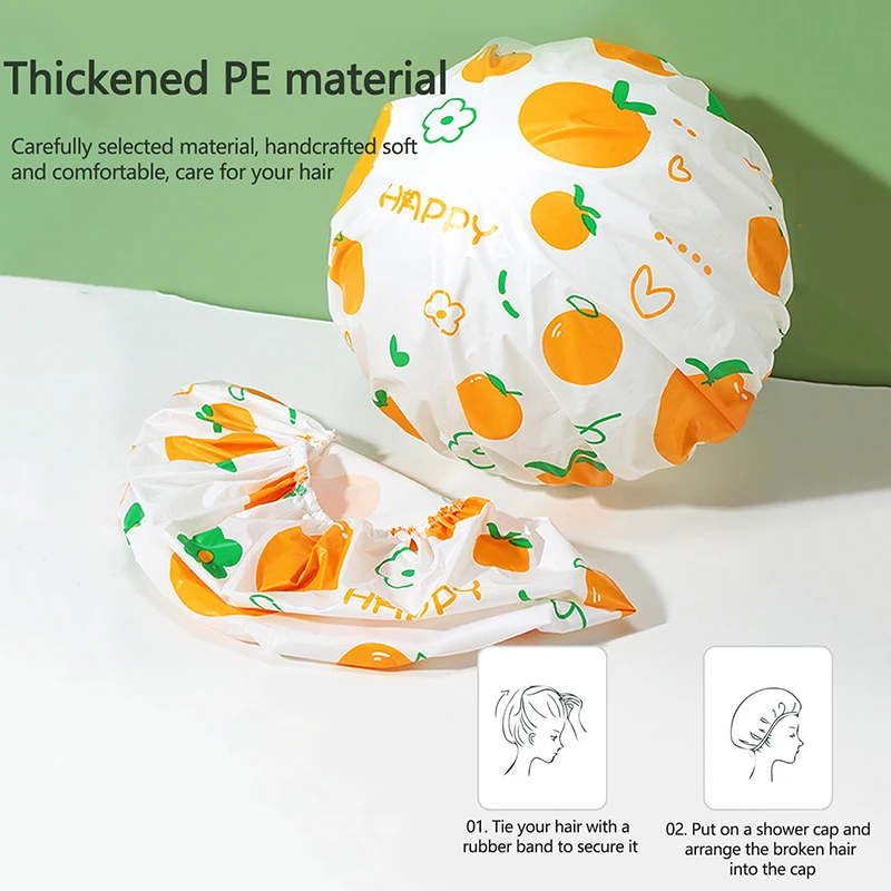 Reusable Shower Cap With Elastic Band Waterproof Thicken Bathing Hat For Women Perfect For Hair Salon And Home Use