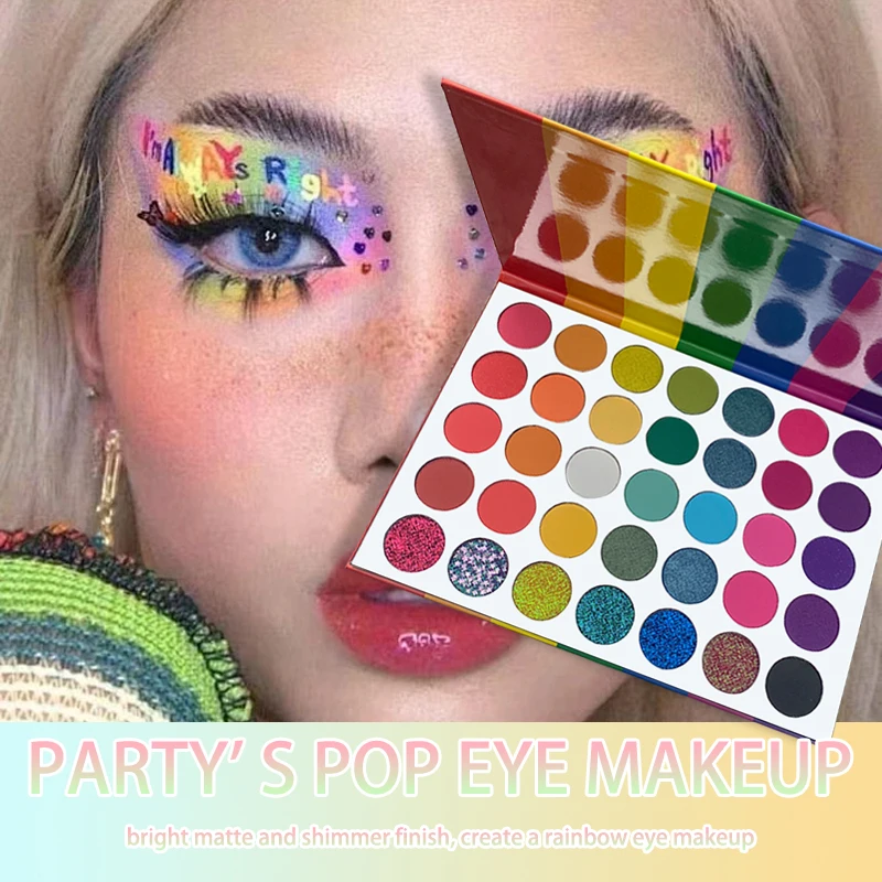 Weihnachten 35-Farben-Lidschattenplatte, schimmernd, matt, Pailletten-Lidschatten, bunt, Bühnenball, speziell für Neon-Lidschatten-Palette, Make-up