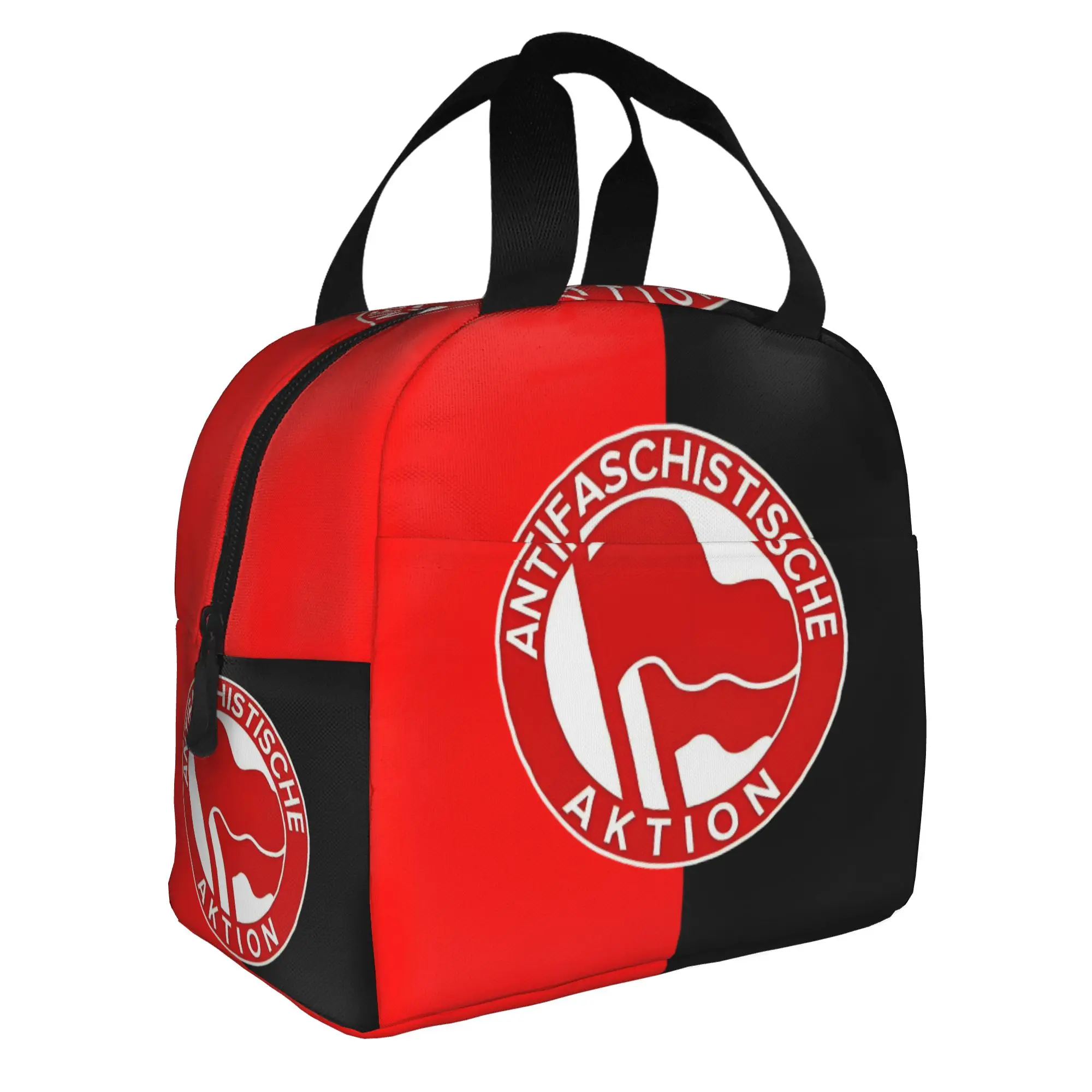 

Antifa Scist Action Anti Racism Flag Insulated Lunch Bags for Outdoor Picnic Waterproof Thermal Cooler Lunch Box Women Men