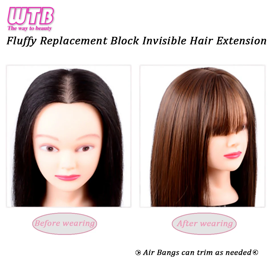 Synthetic Topper Clip In Hair Extensions with Bangs for Women Increase The Amount Of Hair On The Top Of The Head Cover The White