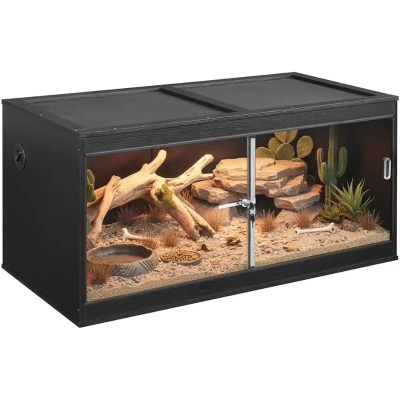 ^50 Gallon Reptile Tank for Lizards, Leopard Geckos Enclosure Cage | Stackable, Front Opening Sliding Doors, Top Ventilation