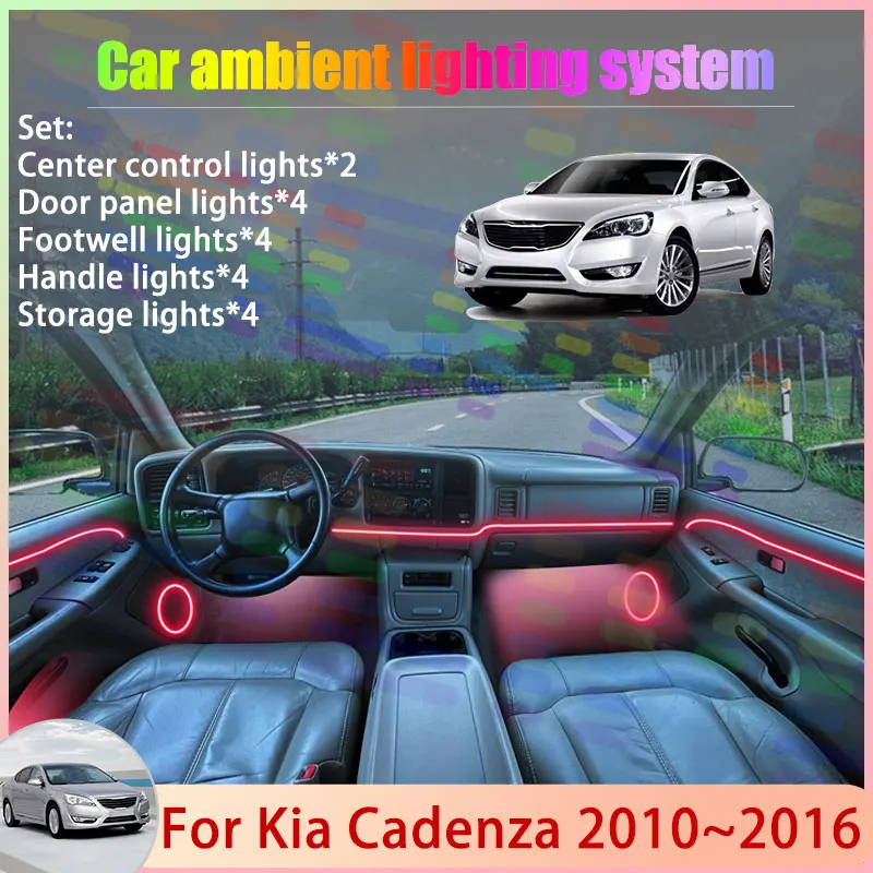 

For Kia Cadenza 2010~2016 MK1 VG 2011 2/24 in 1 Car Atmosphere Light Lamp RGB Shade Ensemble Streamer Atmosphere Set Accessries
