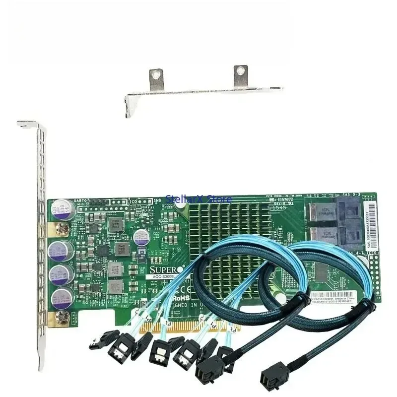 

AOC-S3008L-L8E SAS3008 it pass-through card HBA IT mode 12Gb card, dual port 8643 interface