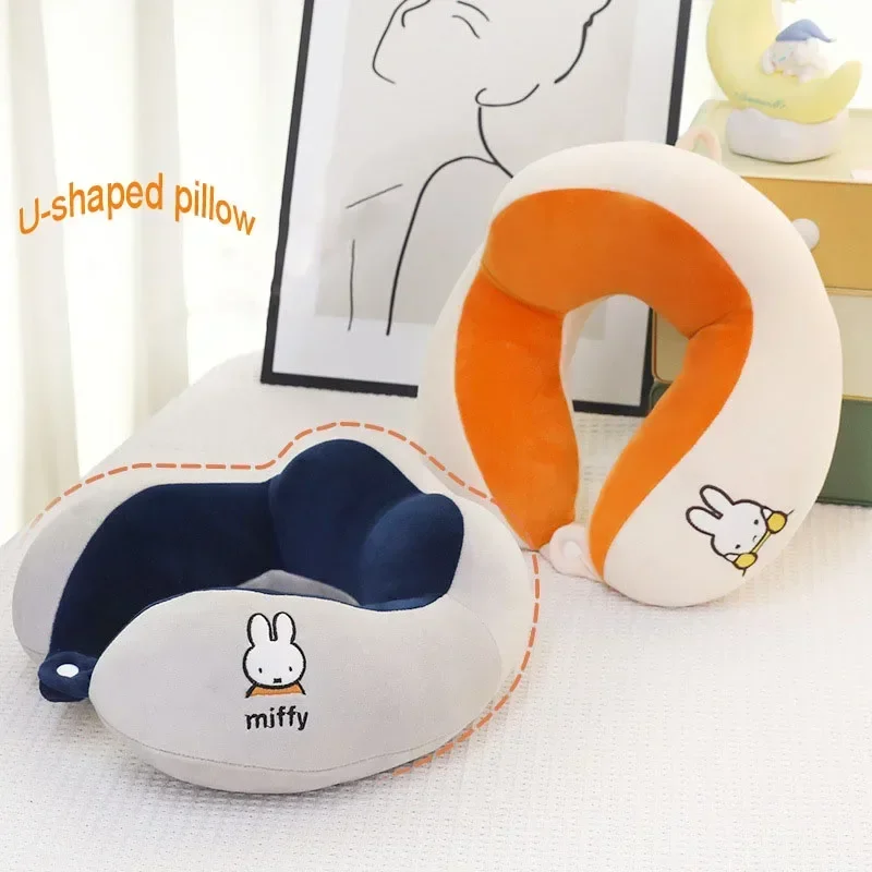 Miffy-almohada Cervical Occipital para el cuello, cómoda almohada de viaje en forma de U para coches y aviones, cuatro joroba, región Kawaii