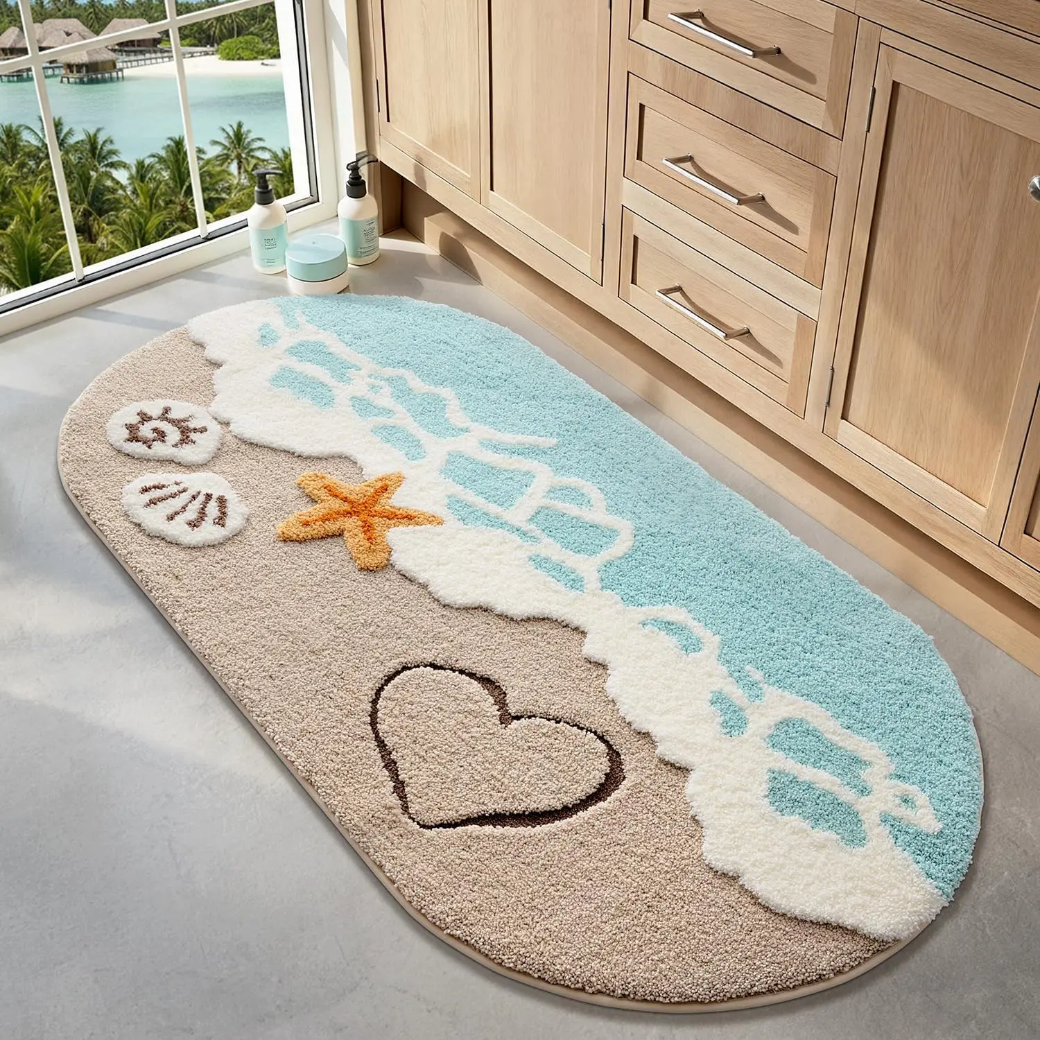 

Soft Absorbent Bathroom Rug, Non-Slip Backing for Bathroom Kitchen Entryway Decor, Blue 30x60 Inches