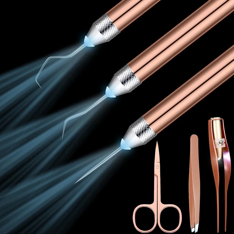 12PCS Weed Control Tool Set Weed Control Tool Aluminum Alloy Set LED Tweezer Pin Hook (Color Random)