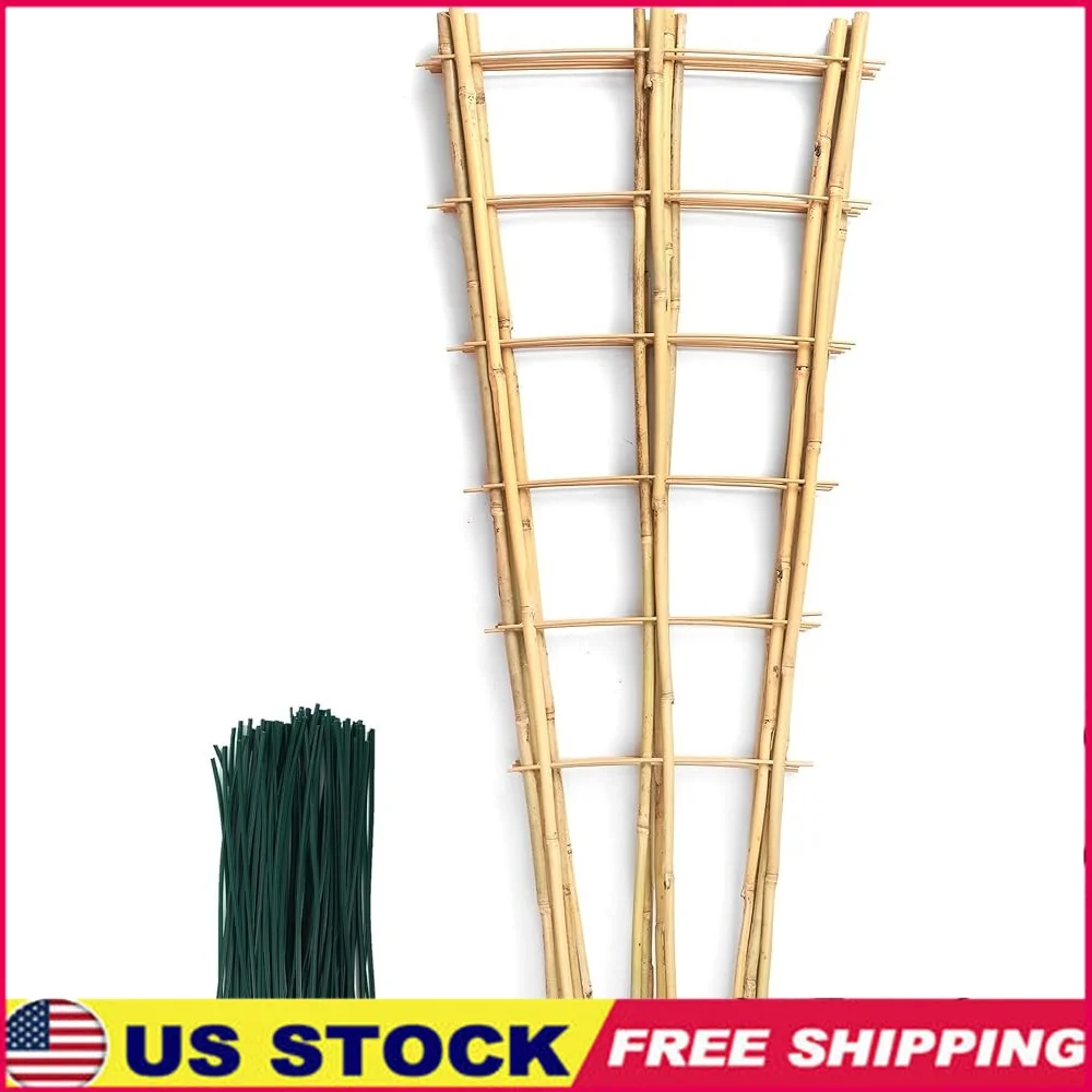 

6 упаковок, 3 фута, бамбуковая решетка для растений, поддержка веерообразных вьющихся растений ручной работы с 100 поворотными стяжками, сад, в помещении, на открытом воздухе