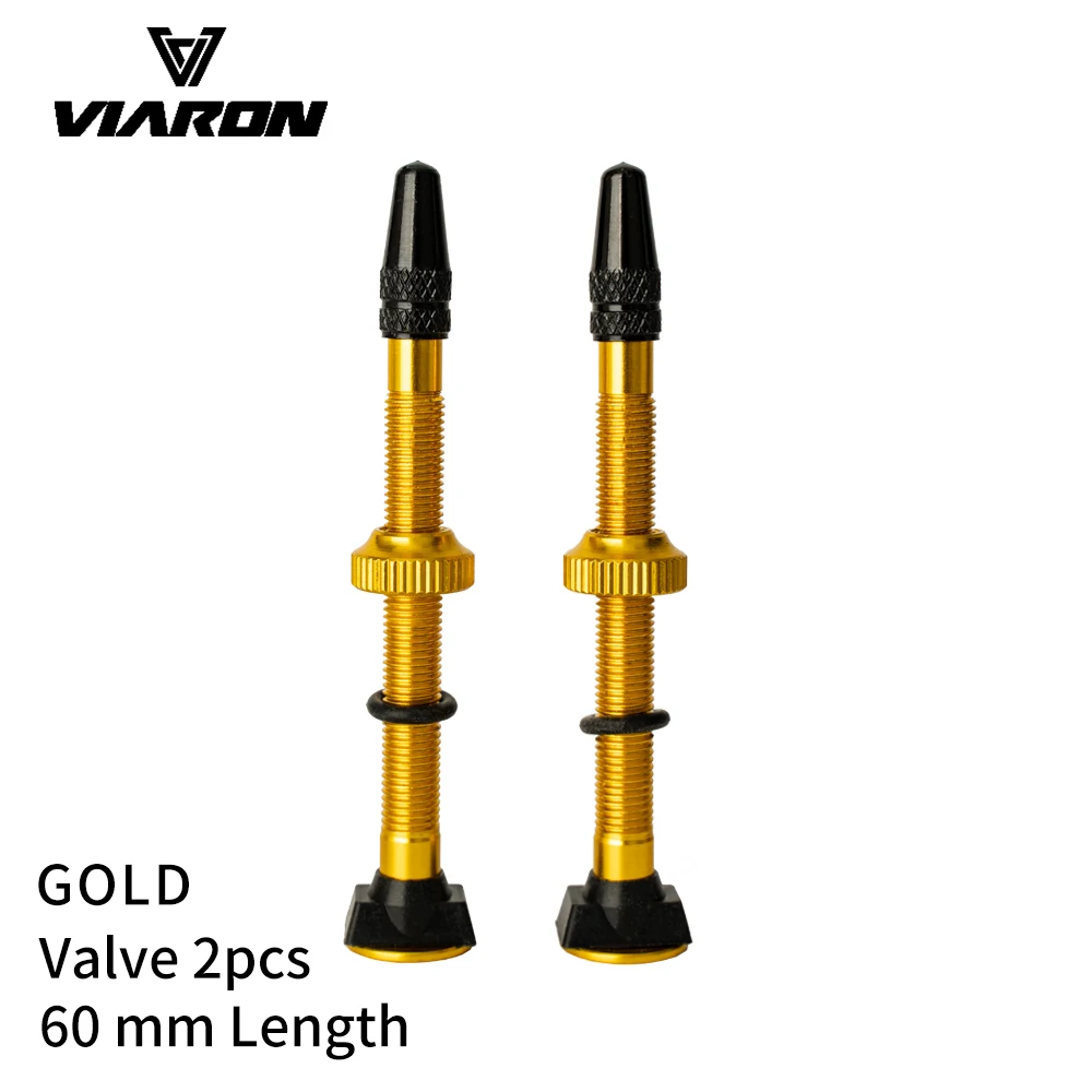 VIARON 2Pcs MTB Tubeless Real Air Aluminum Alloy FV Valve Brass Alloy Core Optional Color Stem 40mm/60mm Length Cap & Tool