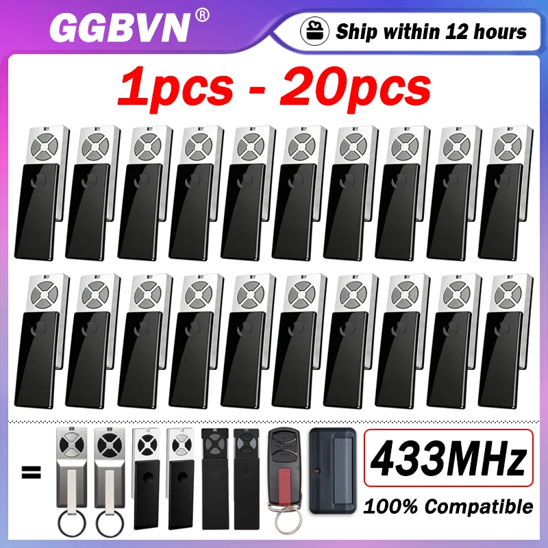 

1-20pcs 433MHz Remote Control Garage Door Opener Work With TX4UNI TX2EV TX4UNIF TX4UNIS TX4EV TX4RUNI TX2REV TX4REV E950C E940C