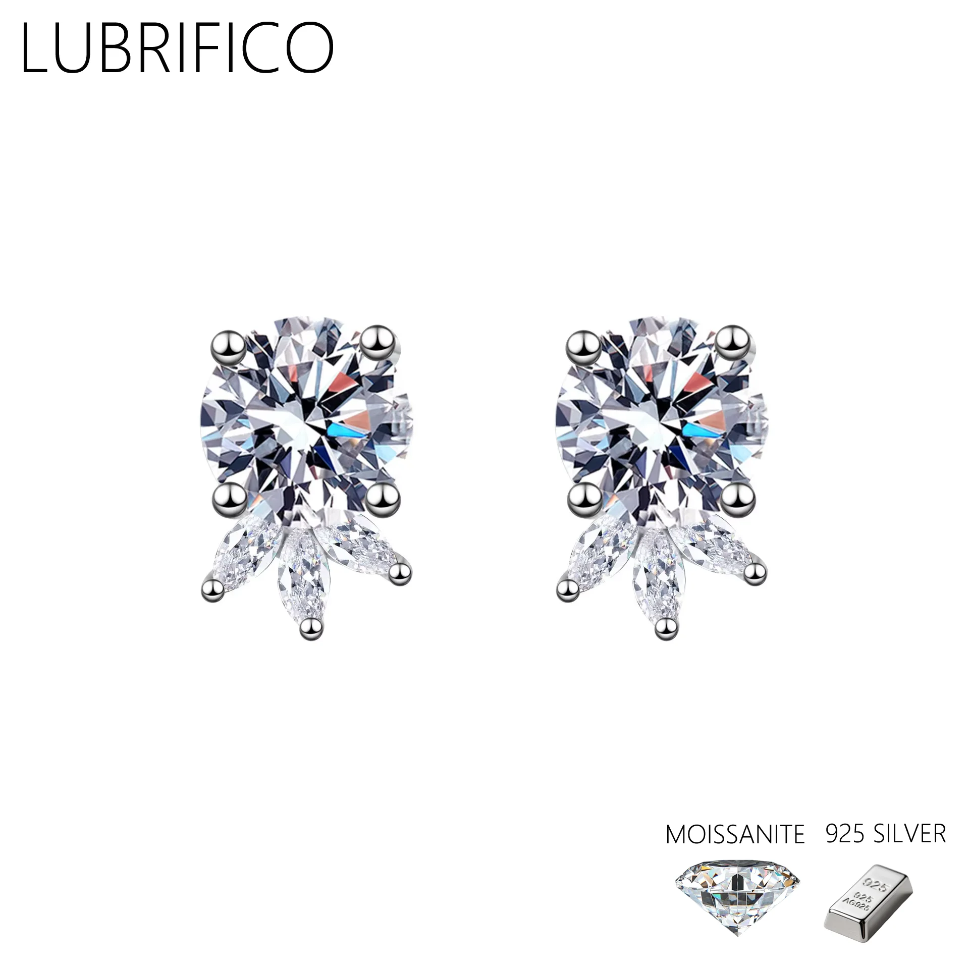 

1.0-2.0 Ct Moissanite Flower Studs Earrings 100% 925 Sterling Silver Lab Diamond For Women Fine Jewelry Wedding Party