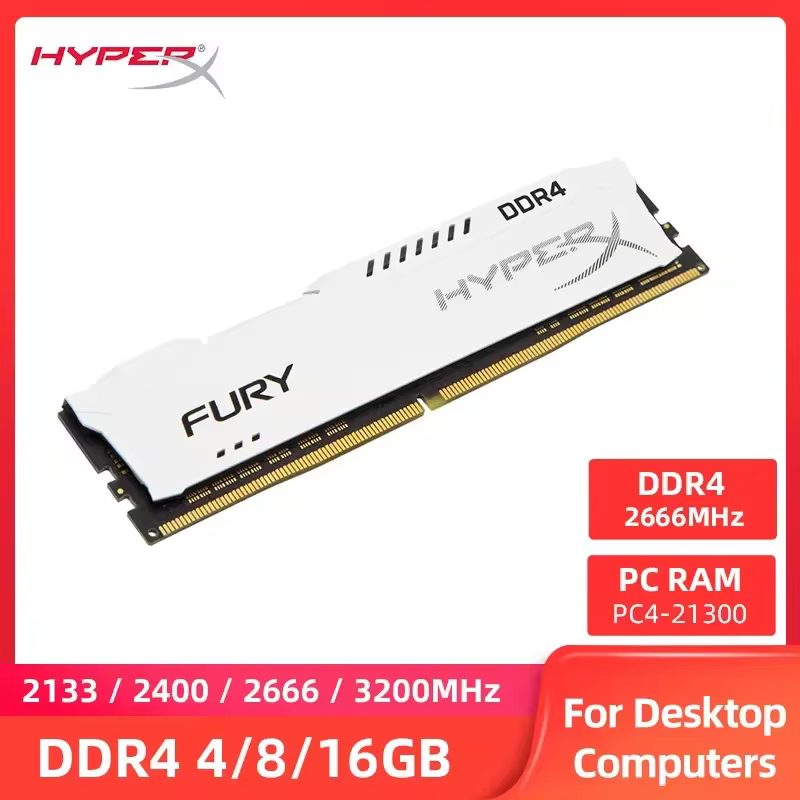 Memória HyperX Fury RAM DDR4 4GB 8GB 16GB 3600MHz 3200MHz 2666MHz 2400MHz 2133MHz Memória de desktop DIMM PC4-25600 21300 1.2V 288Pin