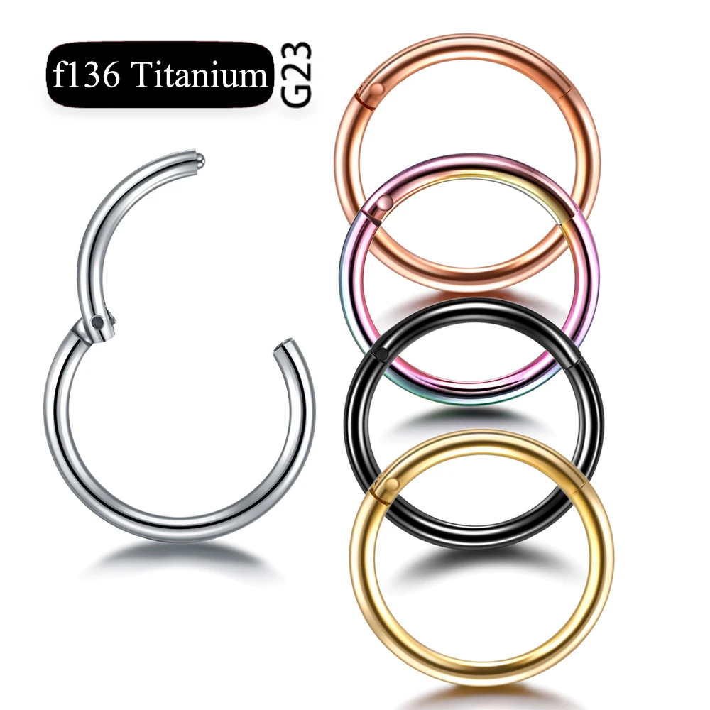 ASTM F136 Titanium Hinged Segment Nose Hoop Rings Women Nose Rings Septum Clicker Ring Ear Daith Hoop Earring Piercing Jewelry