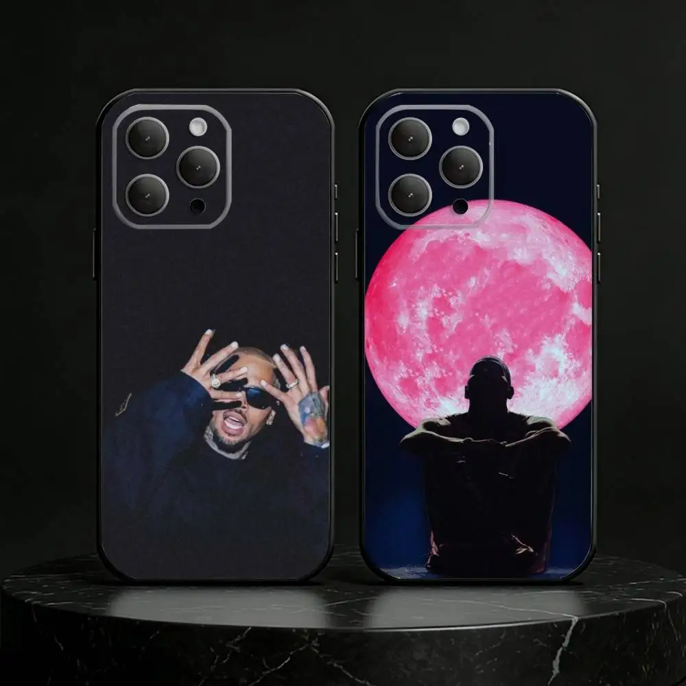 

C-Chris Brown A-American Rapper Phone Case For iPhone 17,16,15,14,13,12,11 Plus,Pro Max,SE4Soft Silicone Black Cover