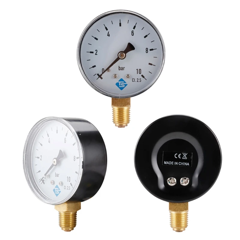 1/4 Inch Manometer 0-10 bar Compressed Air Pressure Gauge Air Water Oil Gas Measurement Hydraulic Pressure Tester Y5GB