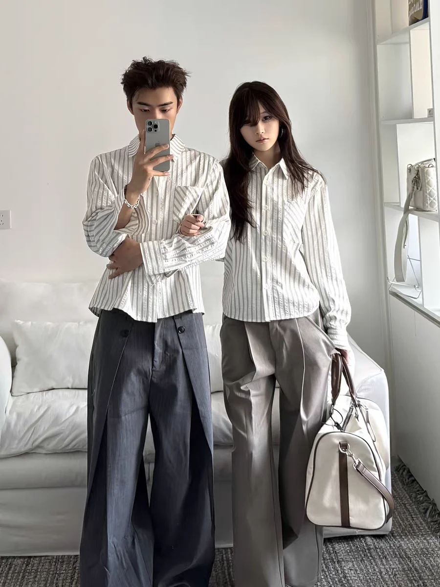 

Высококачественная мужская повседневная полосатая футболка из полиэстера (не тянущаяся) для весны и осени, американский стиль, с длинным рукавом