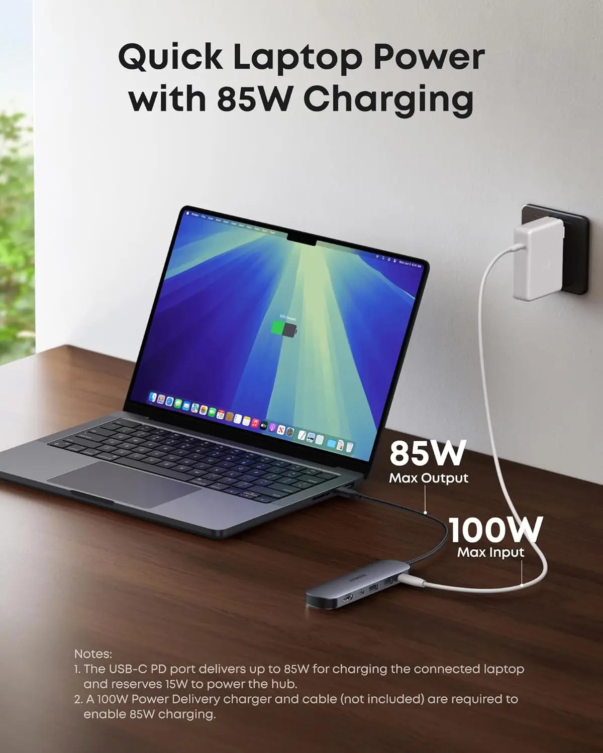 Anker USB C Hub 7-in-1 Multi-Port USB Adapter for Laptop/Mac, 3xUSBA 4K@60Hz USB C to HDMI Splitter, 85W Max Power Delivery