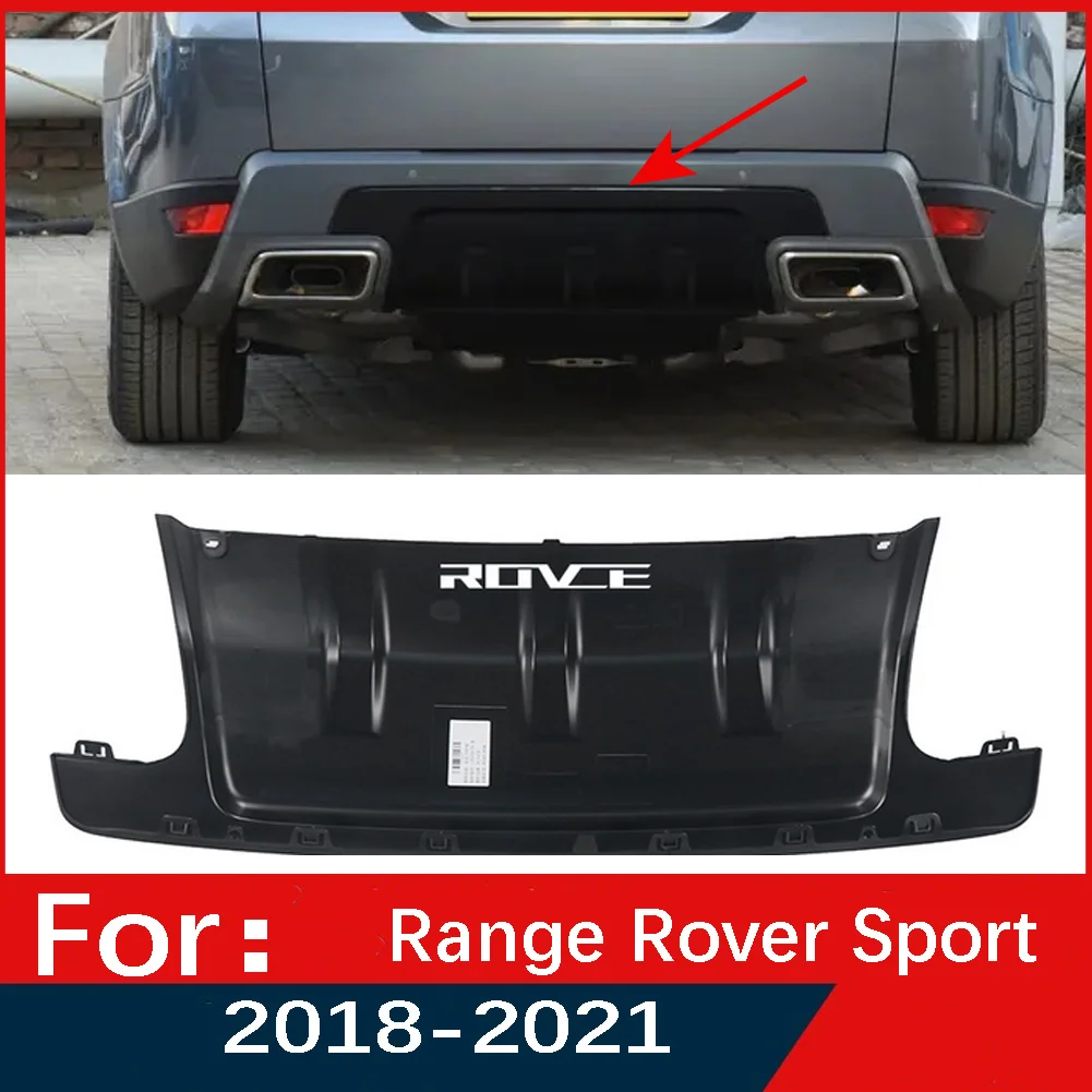 For Land Rover Range Rover Sport 2018-2021 Car Rear Trunk Diffuser Bumper Lip Spoiler Tow Hook Cover Guard Board Skid Plate Trim