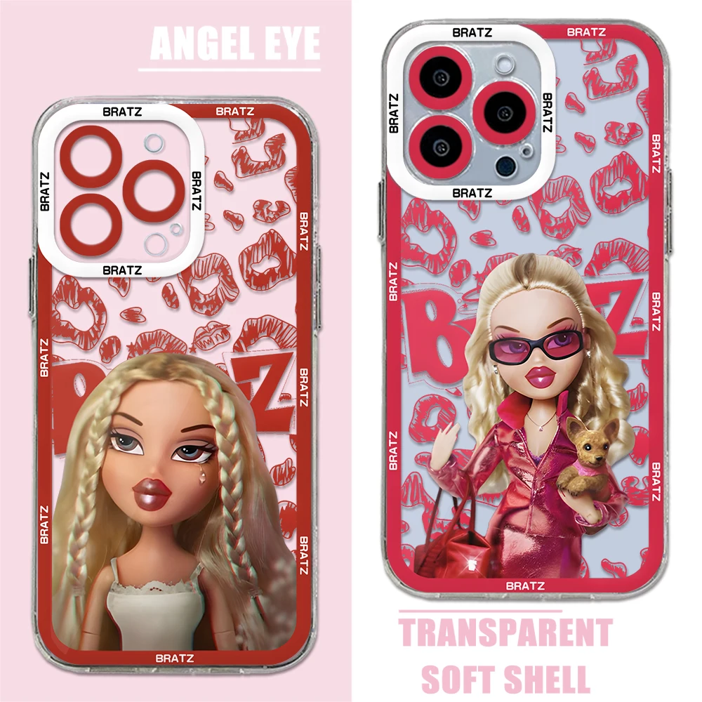 Fashion lovely Doll Bratz custodia per telefono per iPhone 15 14 13 12 11 Mini Pro Max X XR XSMax 6S 6 7 8 Plus SE20 Cover trasparente regalo per