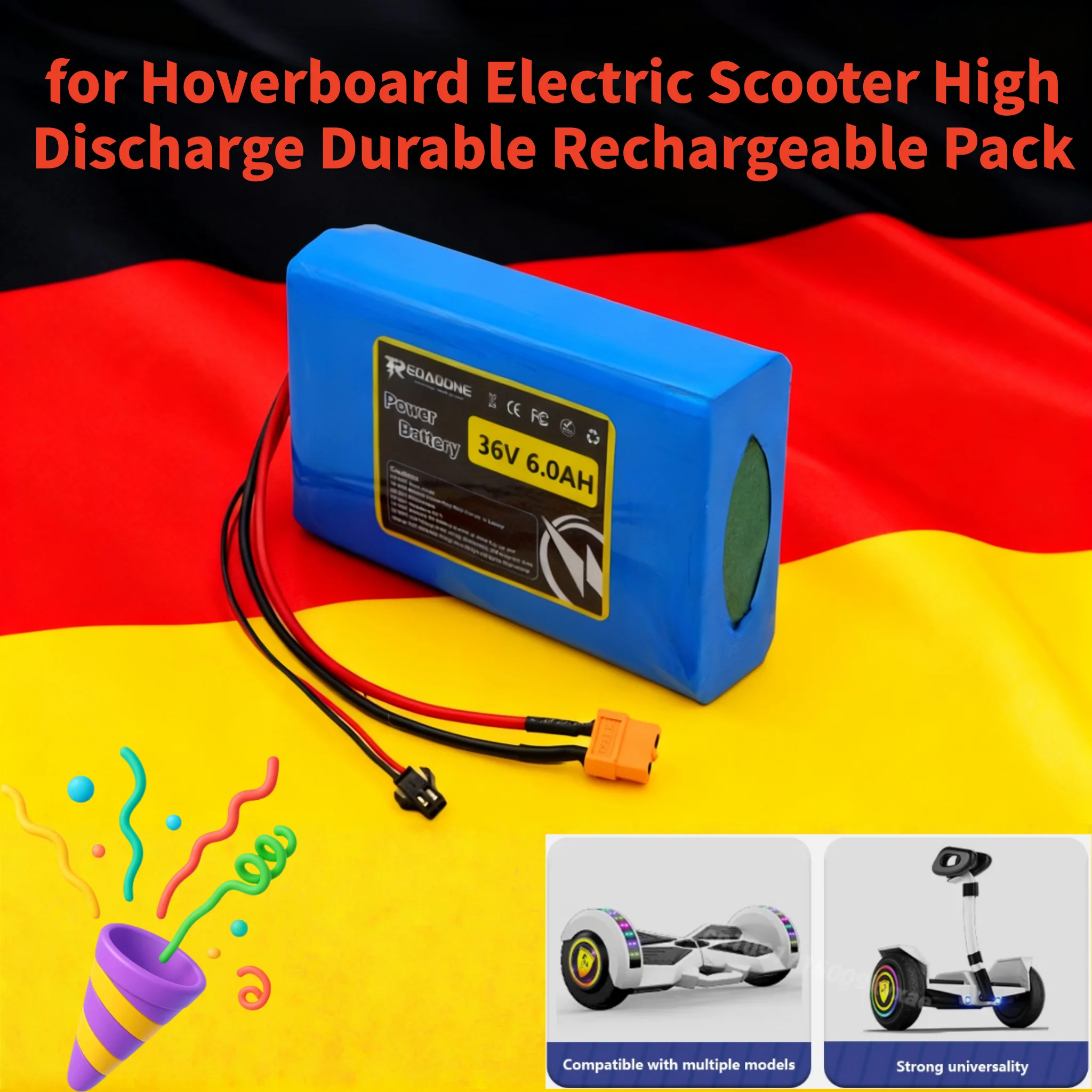 

Безопасный аккумулятор 10S2P с высоким 36 В, 4000 мАч/ 6000 мАч и защитной схемой для ховерборда, скутера, прочный, настраиваемый разъем