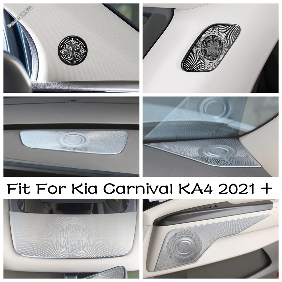 Audio Stereo Speaker Decor Cover Loudspeaker 3D Trim Sticker Black / Silver For Kia Carnival KA4 2021 - 2024 Interior Refit Kit