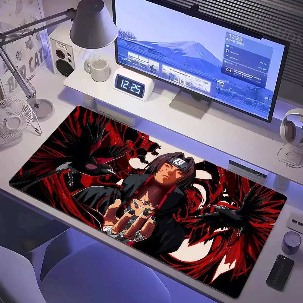 Mouse Pad Gamer Larger XXL Uchiha Itachi Madara N-Naruto Uzumaki Computer Keyboard Desk Mat Pc Gaming Accessories Black Mousepad