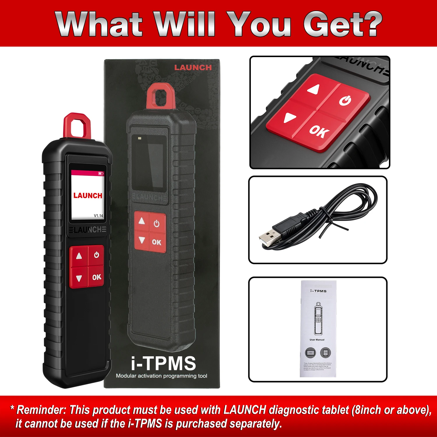 LAUNCH X431 I-TPMS Car Tire Pressure Inspection Tool sensor activate Relearn program works for Android Phone X431 PRO V/PRO3S+ view 8
