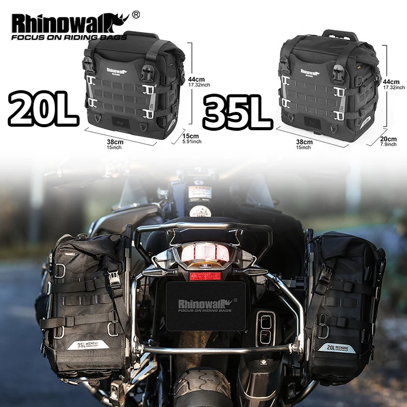 

Rhinowalk Motorcycle Side Bag Waterproof 35L 20L Quick Release Bike Saddle Pannier Travel Luggage Storage Riding Bag For BMW KTM