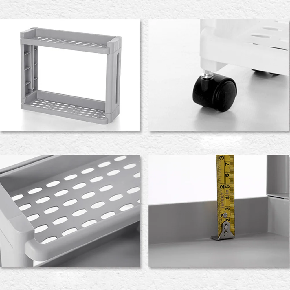 

1pc 3-Tier Gap Storage Shelf Slim Slide Out Tower Rack Wheels Portable Kitchen Laundry Organizer Pp Material Narrow Space Saver