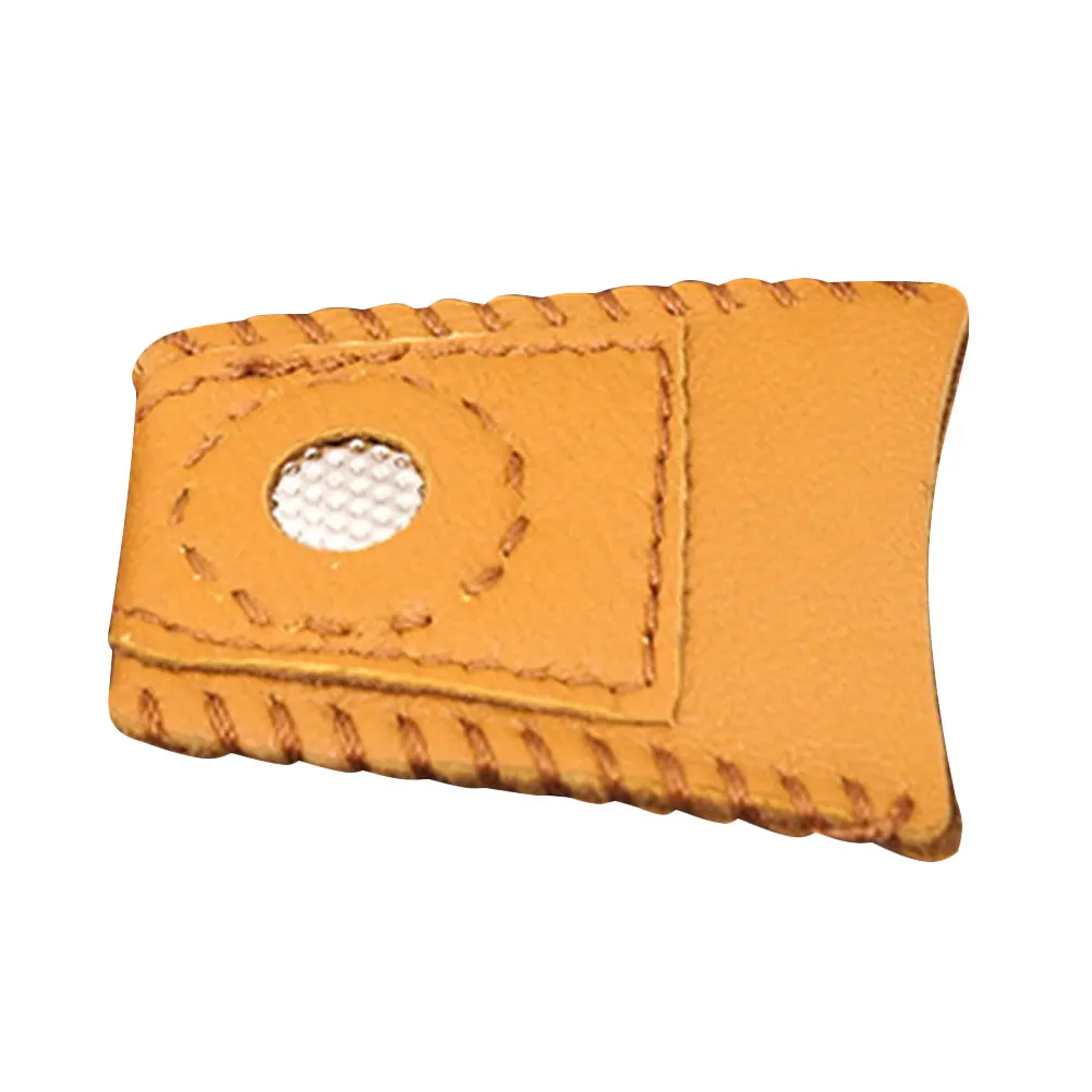 Sheepskin Finger Protector Thimble Sewing Finger Protector Brown Sweat Absorbent Comfortable for Needle Felting