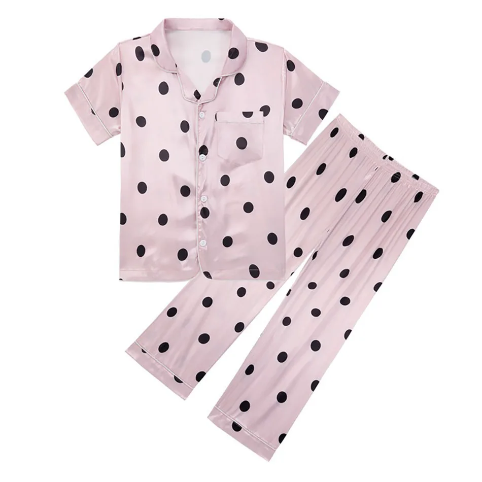 Children's Clothing Spring And Summer Short Sleeved Long Pants Home Clothing Middle Aged Children's Printed Pajama Set