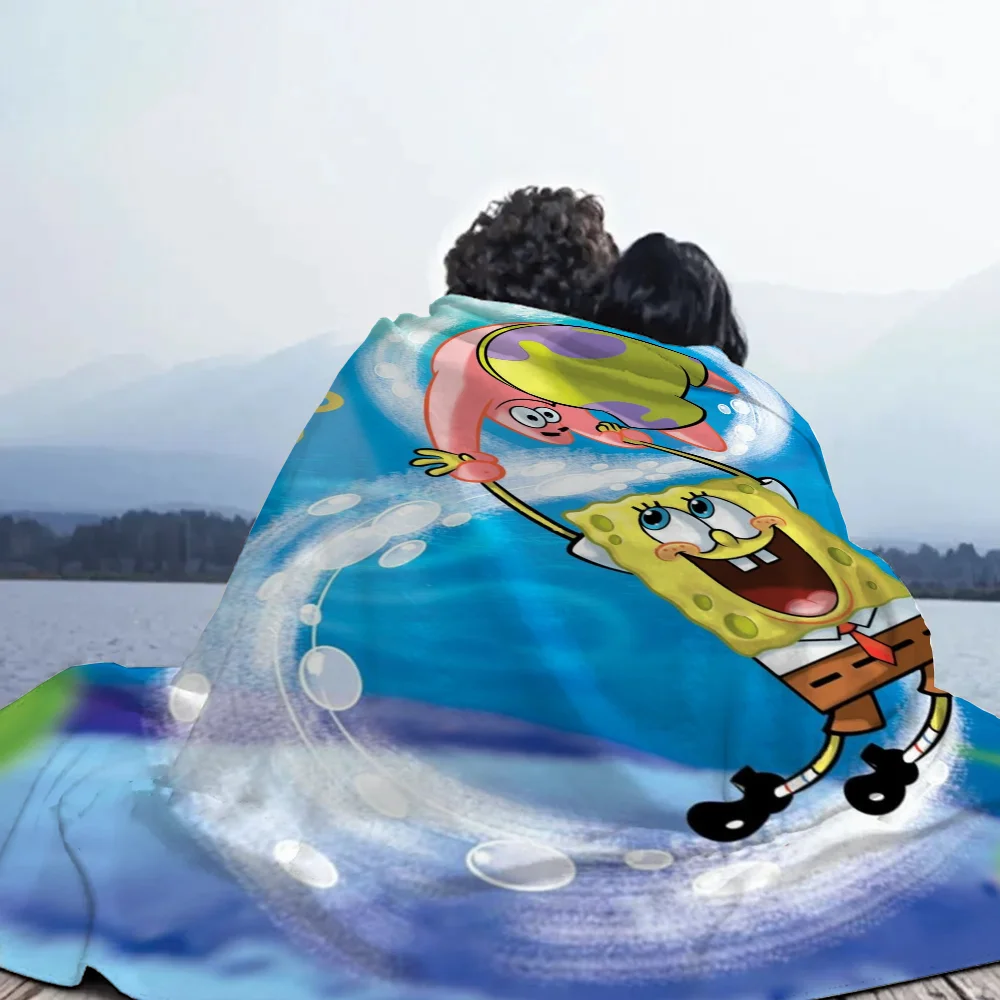 S-SpongeBobs Warm Blankets for Cold Funny Blanket Sofa Winter Luxury Bedding Fluffy Plaid Bed Throw Home and Decoration Knee Nap