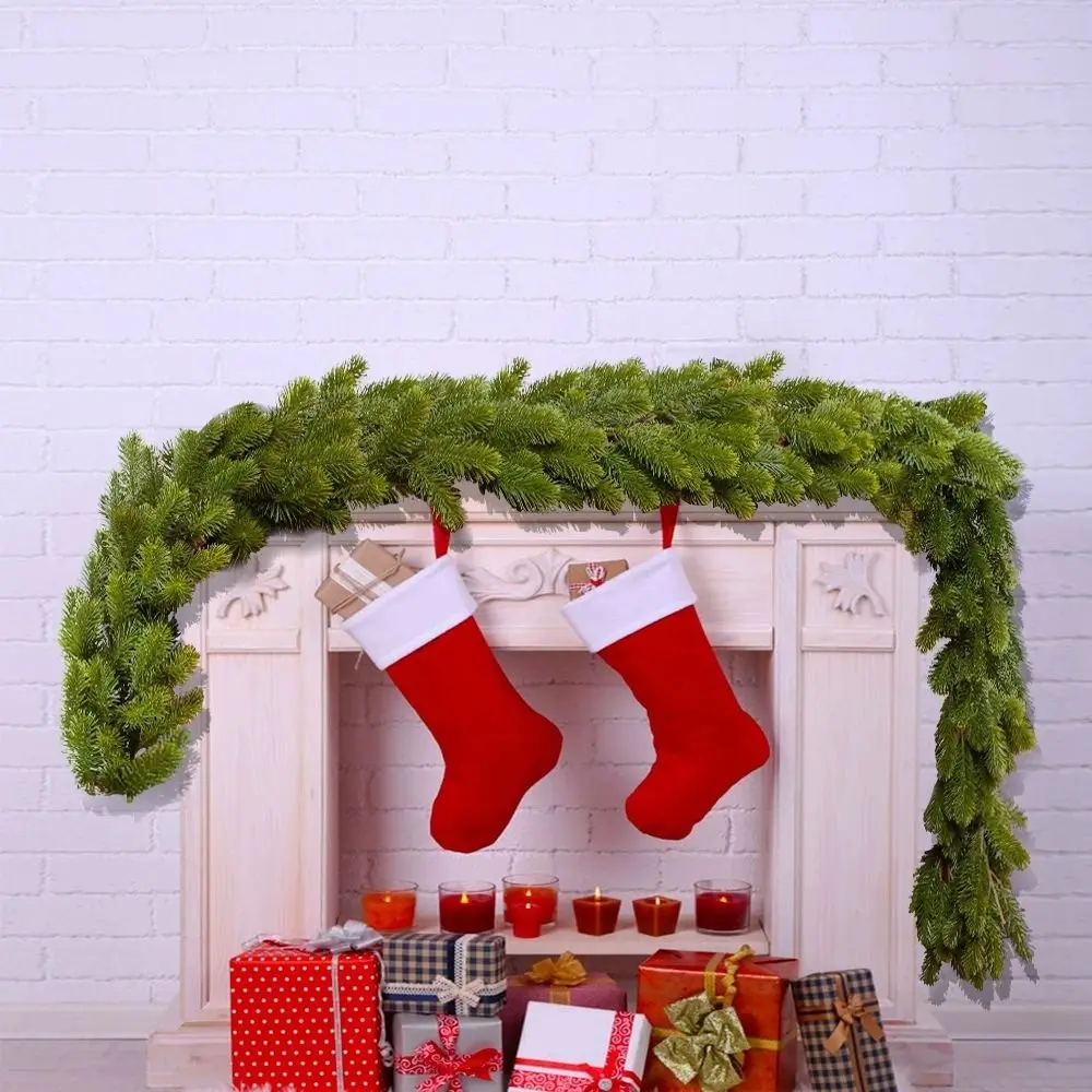 Coronas de pino artificiales verdes, 190cm, árbol de Navidad, guirnalda navideña para colgar en la pared, decoración del hogar, plantas verdes de simulación