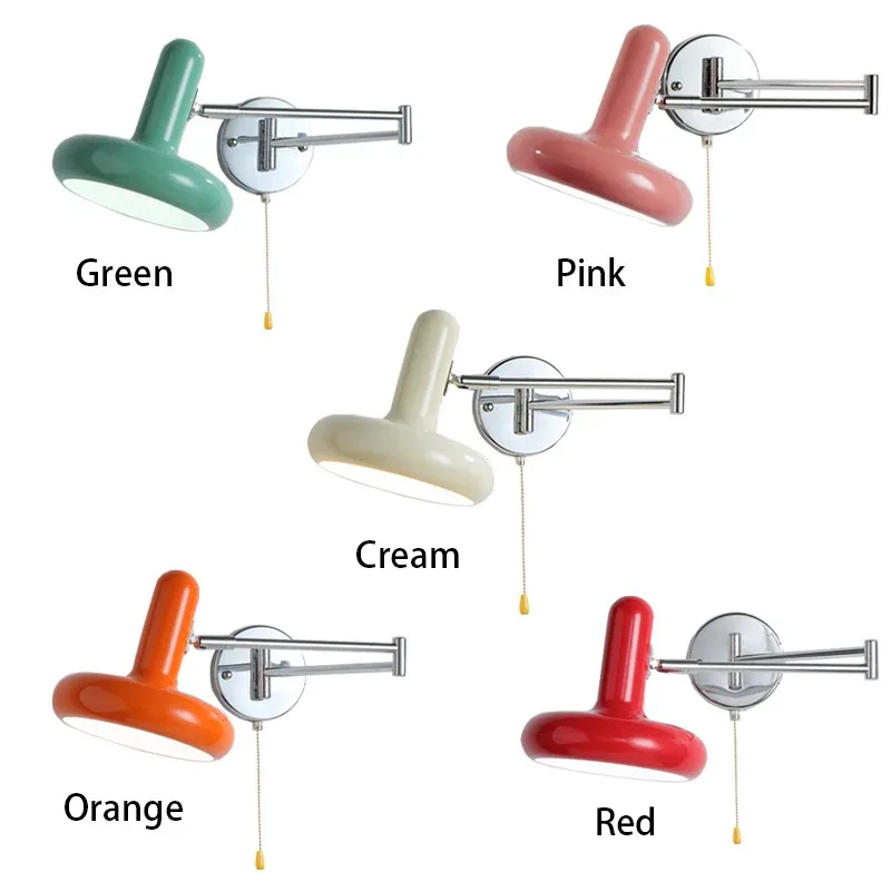Nordic Folding Rocker Arm Wall Light Stainless Steel Wall Lamp Bedroom Bedside Lamp Living Room Sliding Reading And Working Lamp
