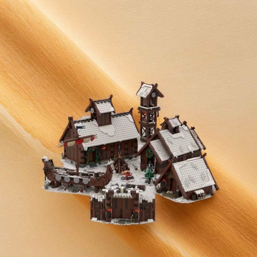 3158 pièces Moc hiver Viking Village bricolage Kit d'architecture modèle éducatif blocs de construction jouets d'anniversaire cadeau pour les Fans