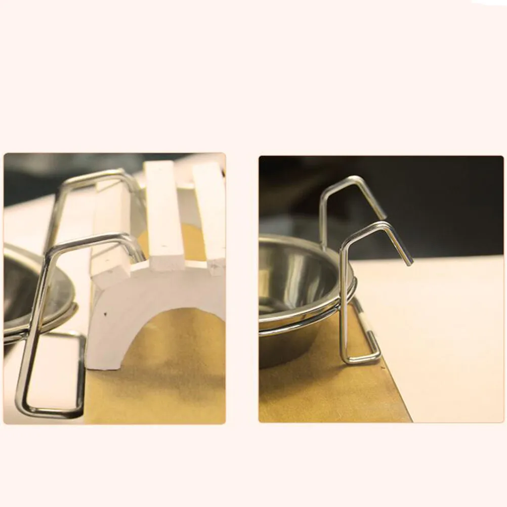 3Pcs Stainless Steel Hanging Pet Feeding Bowls Cage Mounted Food Water Holders for Bird Dog Rabbit Cat Anti Spill Kennel Cup view 3