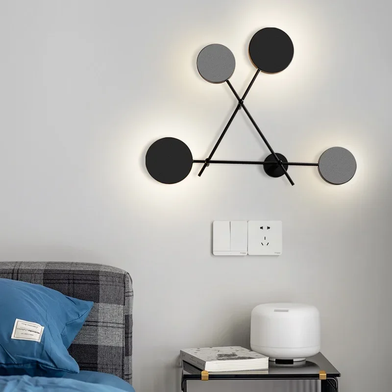 Modern Industry Round Wall Lamps Bedroom Bedside Lamp Led Wall Sconce Light Fixtures Black Iron Luminaire Indoor Loft Home