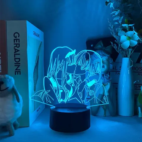 히로와 제로 두 애니메이션 램프 LED 귀여운 키스 야간 조명 소녀의 침실 장식 가제트 02 팬을위한 생일 선물 rgb 조명