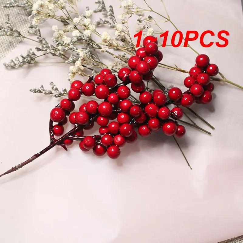 1~10PCS 1-Christmas Red Berry Simulation Cranberry Christmas Decoration Acacia Foam Red Fruit Branch New Garland Accessories