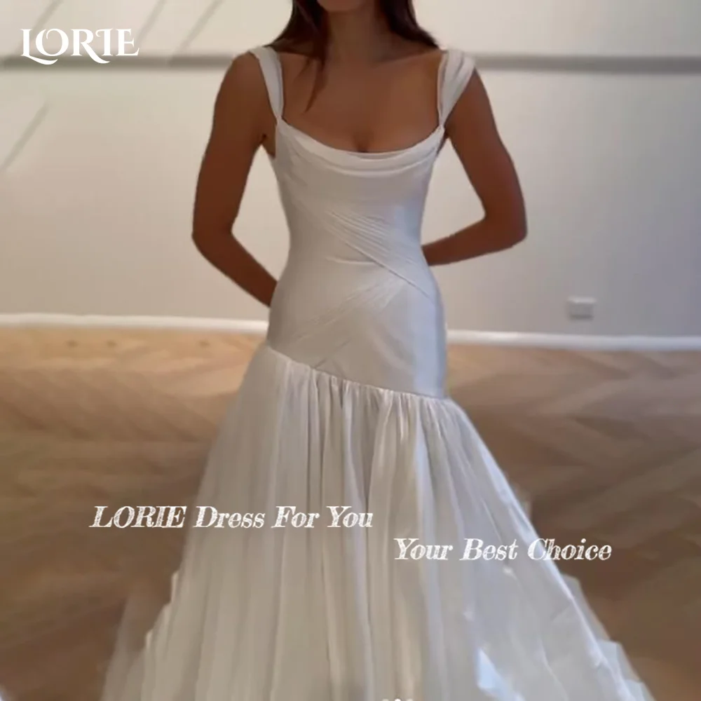 LORIE Shawl Wedding Dress Strapless Sweetheart Pleats A-line Mermaid Bride Gown Chiffon Illsion Customized Corset Bride Dress
