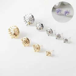 4PCS 14K Real Gold Plating Brass Copper Round Showerhead Earrings DIY Making Supplies Material Accessories