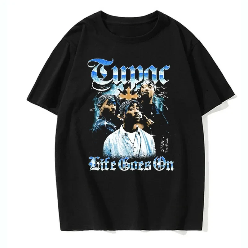 

Men's Short Sleeved Fashion Rap Singer Tupac 2Pac Printed Top Harajuku Printed T-shirt Casual Basic O-neck T-shirt