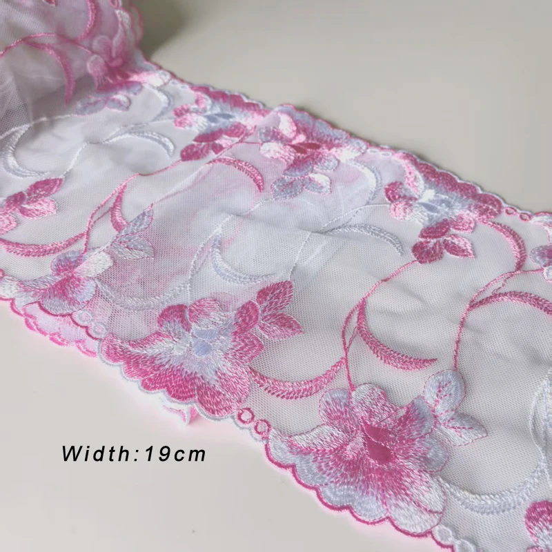 1Yard 17-26cm Multicolor Mesh Embroidery Lace Trim, Handmade DIY Needlework, Sewing Doll Dress, Clothing Material