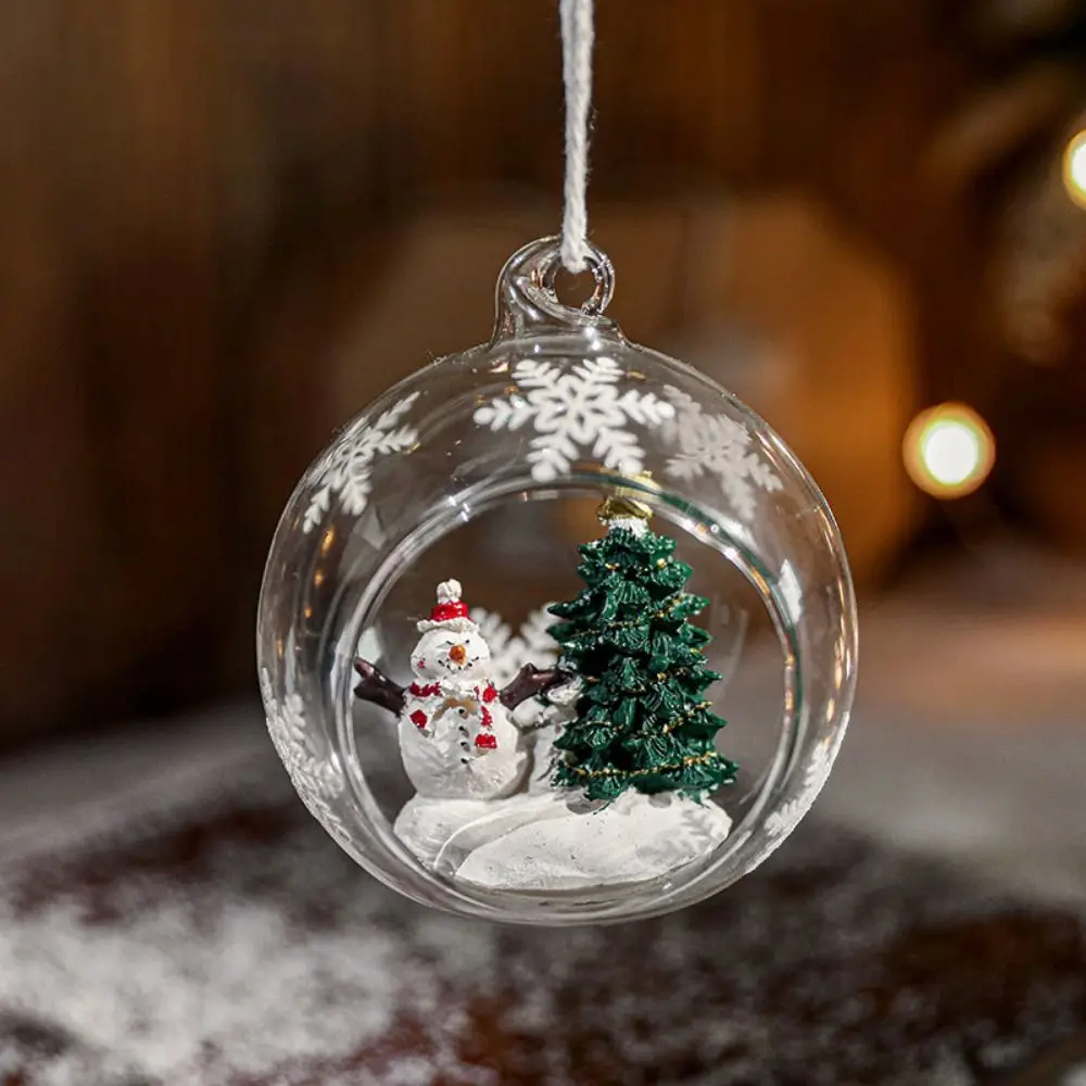

Elk/Santa Claus/Snowman Christmas Hanging Glass Balls Cartoon Transparent Xmas Tree Hanging Ball Resin Christmas Tree Pendant