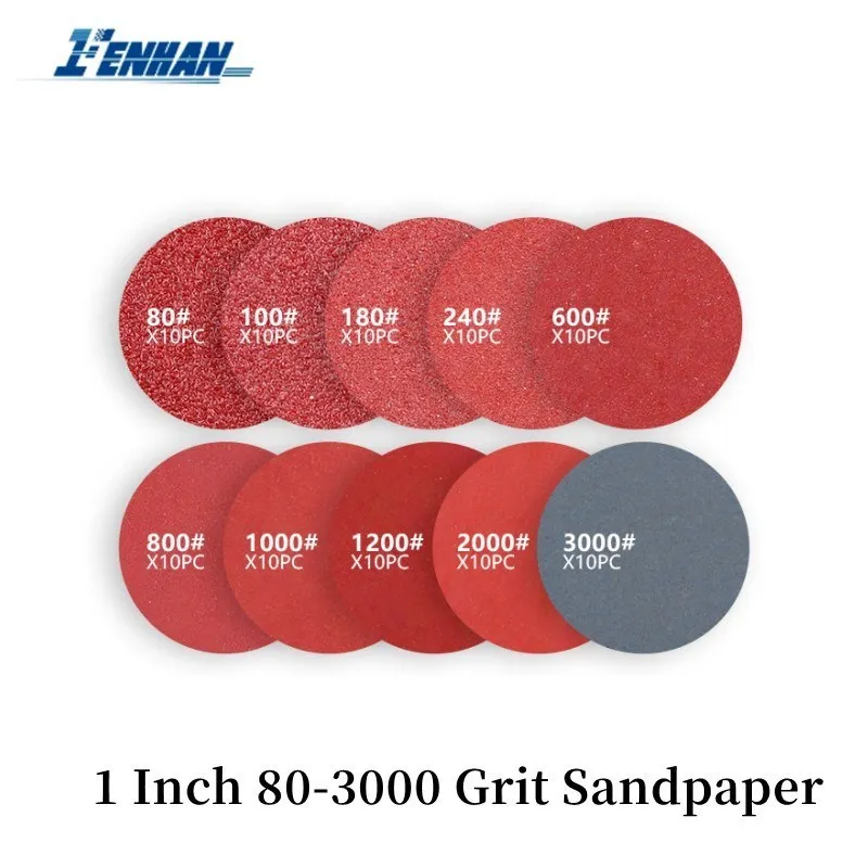 10Pcs 1inch Runde Schleifpapier Scheiben Sand Blätter 80-3000 Grit Haken Und Schleife 25mm Schleifen Disc polieren Beflockung Schleifpapier Für Holz