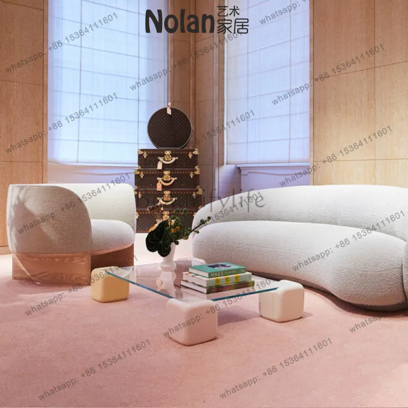 XX Nordic simple small apartment bed and breakfast living room glass coffee table