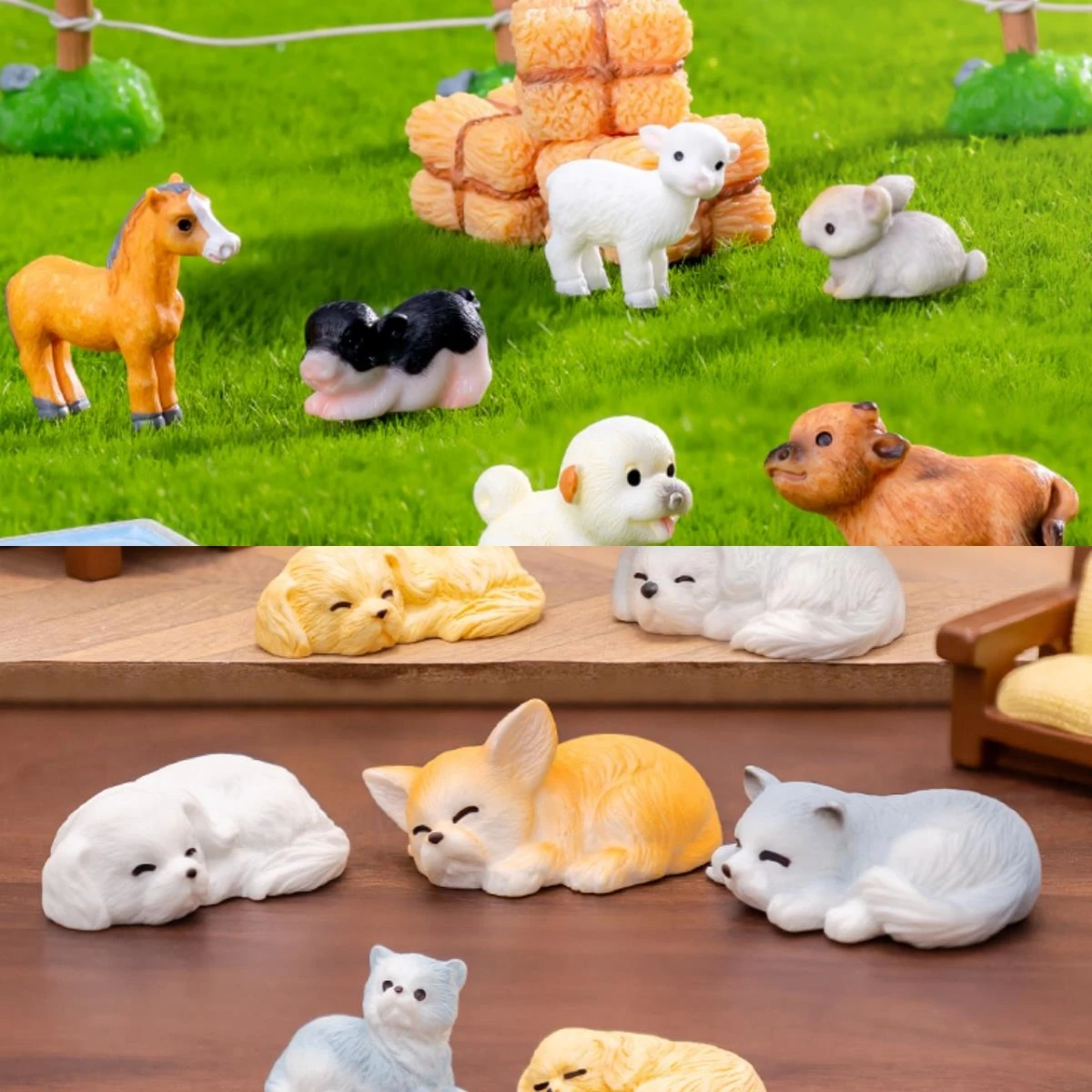 100 Kawaii 3D Resin Simulation Farm Animal Dog Pig Panda DIY Home Miniature Fairy Garden Decoration Crafts Accessories