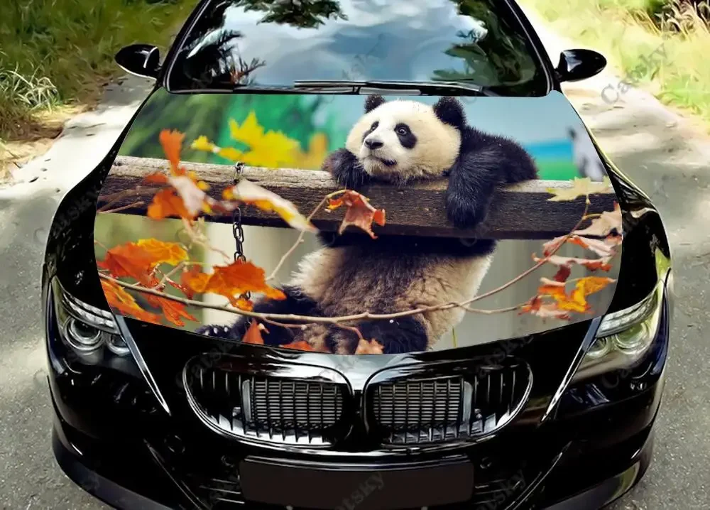 

giant panda animal Car Hood Vinyl Stickers Wrap Vinyl Film Engine Cover Decals Sticker on Car Auto Accessories