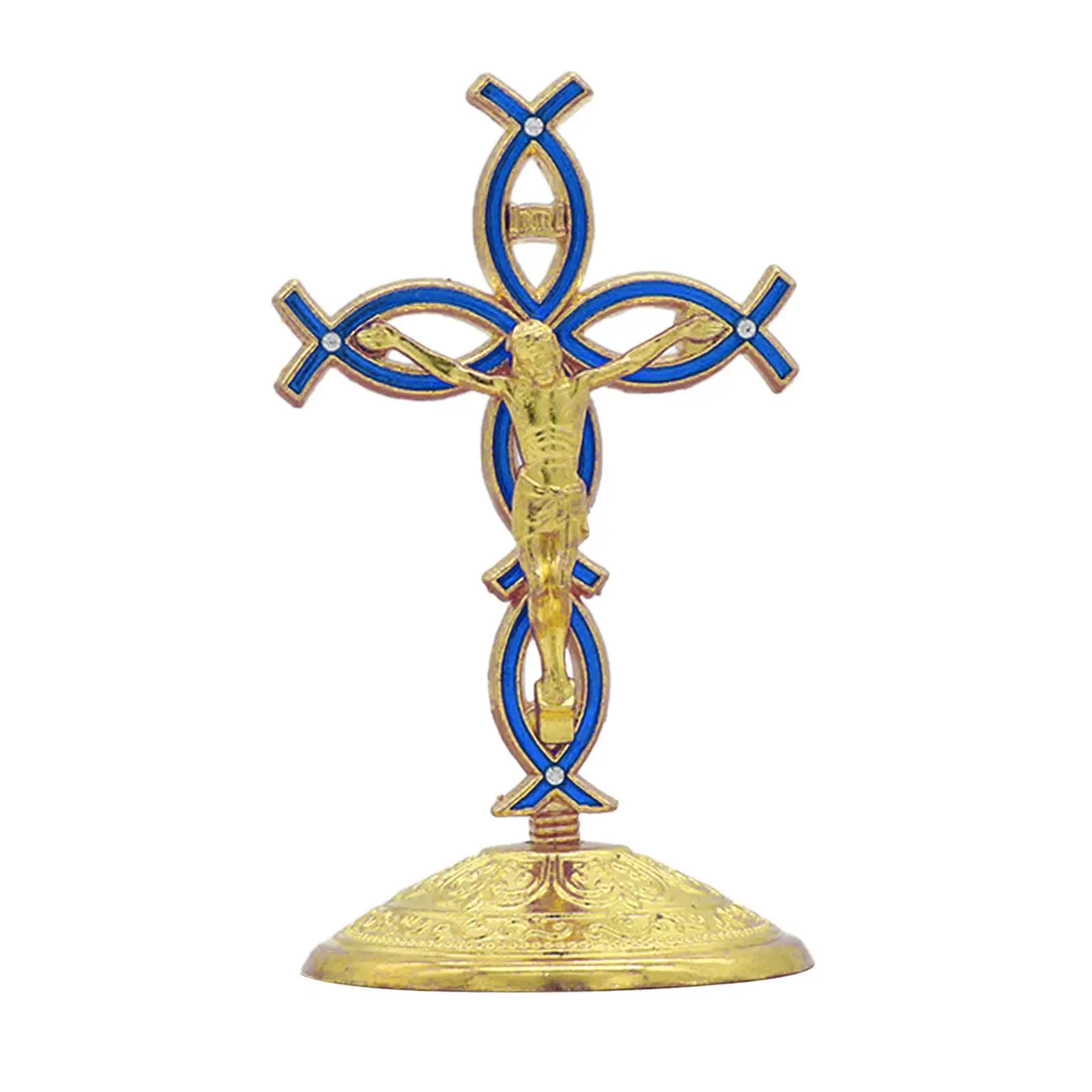 Desktop Religious Sculpture Jesus Cross Statue Collectible Crucifix Figurine Catholic Christian Home Decoration Ornament for